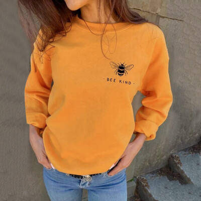 

Starmoon Womens Autumn Fashion Sweatshirts Bee Kind Letter Print Casual Loose Blouses