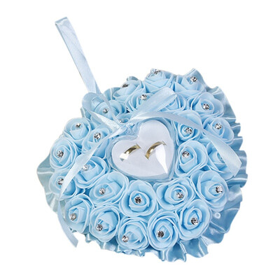 

1Pcs Heart-shape Rose Flowers Valentines Day Gift Ring Box Romantic Wedding Jewelry Case Ring Bearer Cushion Holder Decor