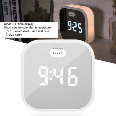 

Greensen USB Smart Voice Control Digital Alarm Clock Mirror Display with Dimmable 7 Colors LED Light