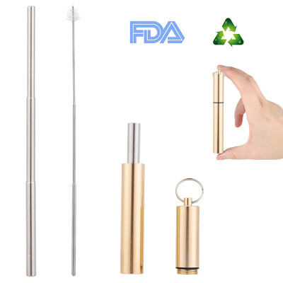 

Reusable Straw Stainless Steel Drinking Straw With Keychain Storage Case And Cleaning Brush portable Straw Drinkware