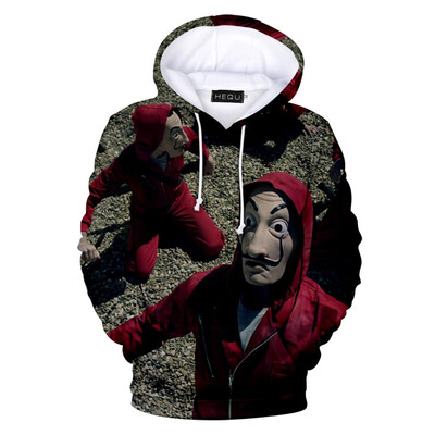 

Herqw61 Unisex 3D La Casa De Papel Money Heist Bella Ciao Hoodie Mens Streetwear Pullover Sweatshirt