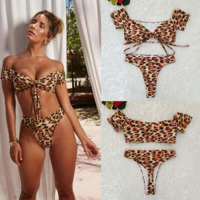 

Women Sexy Leopard Bikini Set Push-Up Padded Swimwear Swimsuit Bathing Beachwear