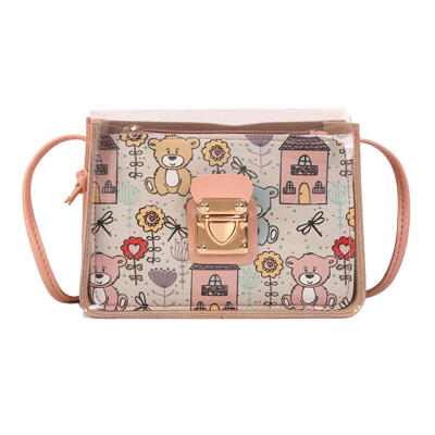 

2pcsset Clear Shoulder Handbags Women Cartoon Print Purse Crossbody Bags