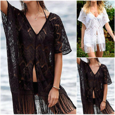 

Fashion Women Bathing Suit Lace Crochet Bikini Swimwear Cover Up Beach Dress US