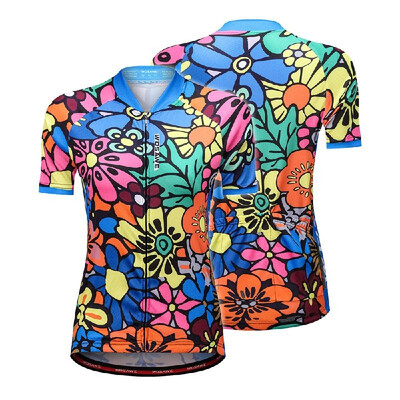 

Short Sleeve Cycling Jersey for Women Flower-printed Quick Dry Summer MTB Bike Shirt Riding Clothing