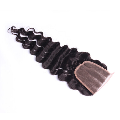 

Dolago 5x5 Lace Closure Deep Wave Mongolian Virgin Hair Lace Frontal Closure Bleached Knots Pre Plucked 10-20inch Natural Black