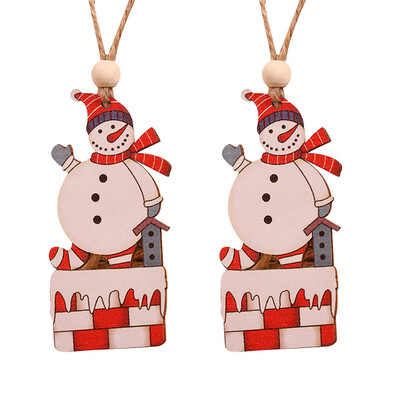 

Siaonvr 2PC Wooden Hanging Christmas Santa Snowman Angel Ornament Xmas Party Home Decor