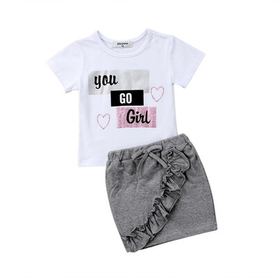 

Summer Kid Baby Girls Cotton Tops T-shirt Short Skirts Dress Outfit Clothes Set
