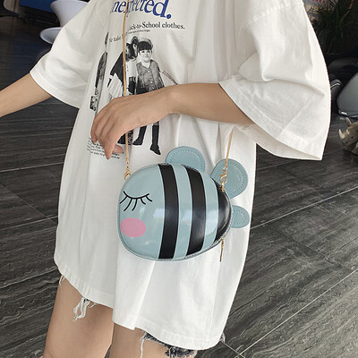 

Cartoon bag female 2019 summer new wave cute cute little bee girl small round bag chain shoulder Messenger bag