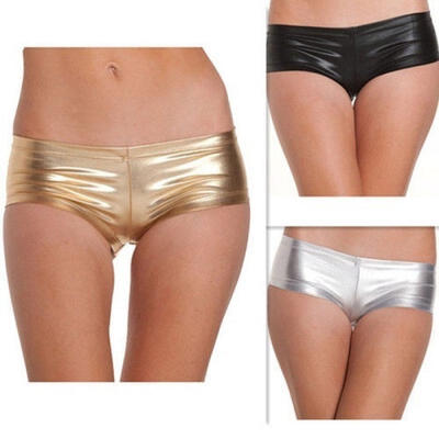 

Women Ladies Shiny SEXY WET LOOK Mini Short Stretchy Hot Pants Tutu Metallic Dan