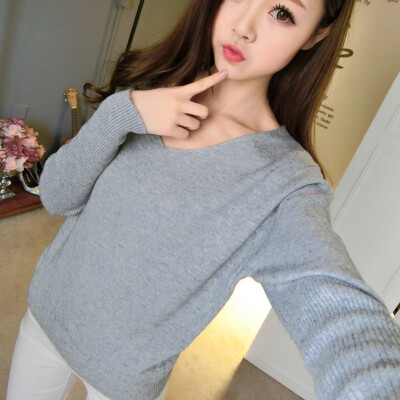 

Women Winter Warm Knitwear Jumper Tops Long Sleeve Loose V-neck Pullover Sweater