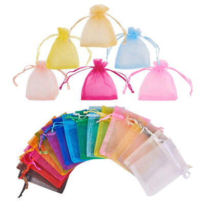 

100PcsSet Mini Mixed Color Drawstring Candy Jewelry Storage Mesh Bag Container