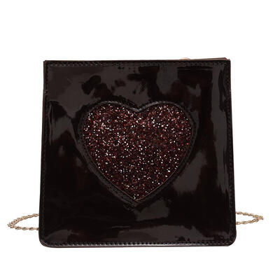 

PU Leather Sequins Heart Square Bags Women Messenger Crossbody Shoulder Bag