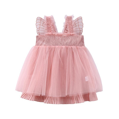 

DOU DOU YI CHU childrens little girl chiffon pleated strap dress skirt small wings dress summer 9190