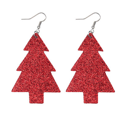 

Christmas Double-sided Artificial Leather Earrings Teardrop Xmas Tree Dangle