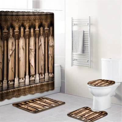 

〖Follure〗Waterproof Bathroom Shower Curtain Set Non-Slip Rug Toilet Lid Cover Bath Mat