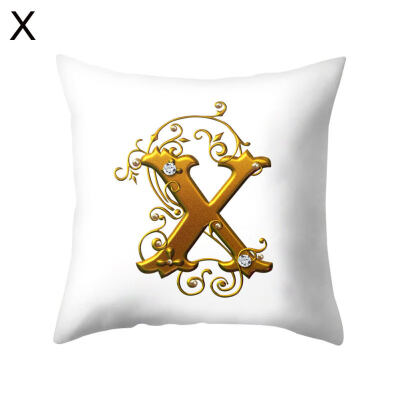 

26 Golden A to Z Alphabet Flower Soft Pillow Case Cushion Cover Home Sofa Decor