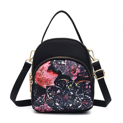 

Two-shoulder Mini Backpack Womens Oxford Cloth Bag Nylon Bag Ethnic Wind Printing One-shoulder Slant Bag