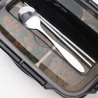 

Stainless Steel Lunch Box 4 Grids School Office Insulation Food Container Bento Box Include Spoon Chopsticks