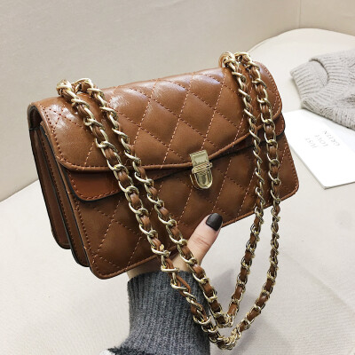 

Hong Kong style oblique bag retro chic rhomboid chain bag woman 2019 new Korean version of the single shoulder network celebrity s