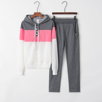 

Tailored Women Solid Color Hooded Sweatshirt&pant Tracksuit Sport Suit