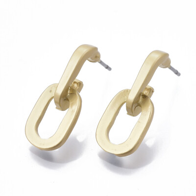 

Alloy Stud Earrings with Steel Pin Matte Style Oval Matte Golden 205x8mm Pin 07mm