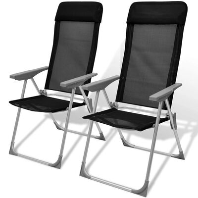 

Camping Chairs 2 pcs Black Aluminum 22"x236"x441