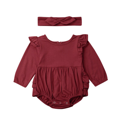 

US Newborn Baby Girl Clothes Ruffle Long Sleeve Romper Jumpsuit Outfits Autumn
