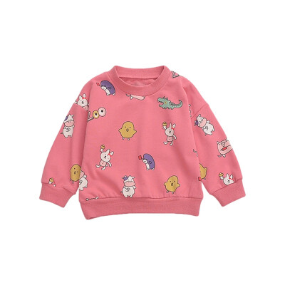 

Autumn Girl ShirtLong Sleeve 1Y-5Y Korea Style Cartoon Animal Print Sweatshirts Casual Toddler Boy Girls Tops 2 Colors