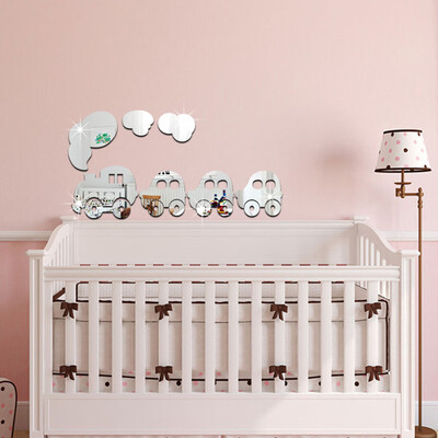 

〖Follure〗Acrylic 3D Cute Train Combination Mirror Effect Wall Sticker Decal Home Decor GD