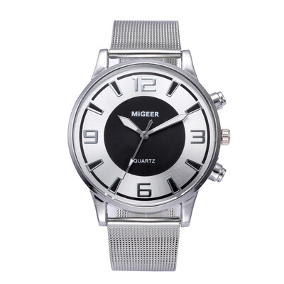 

Gobestart Fashion Man Design Stainless Steel Mesh belt Analog Alloy Quartz Wrist Watch