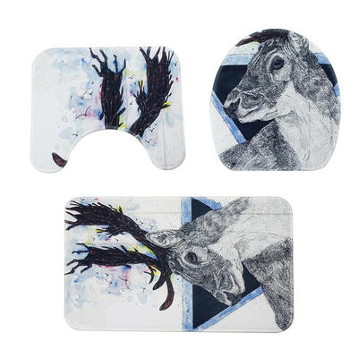 

3pcsset Elk Cartoon Non Slip Water Absorb Floor Rugs Carpet Bath Mats Pad