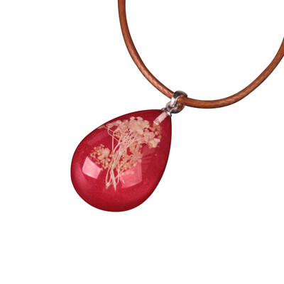 

Glow in The Dark Dried Flower Teardrop Pendant Necklace Women Xmas Gift Jewelry