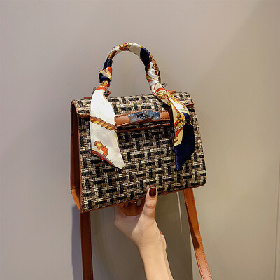 

Woolen bag handbags new 2019 Korean version of the fashion portable Kelly bag shoulder Messenger bag senior sense of the atmosphere