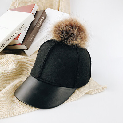 

Hat female autumn&winter hair duck tongue cap 100 British hat Korean version of the new big hair ball baseball equestrian cap