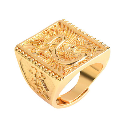 

Wedding Rings For Men Real Yellow Gold Color Dragon Square Ring Jewelry Accessories Gifts