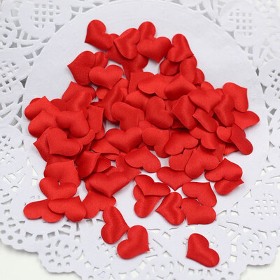

FUNNYBUNNY 100pcspack Satin Padded Fabric Scatter Love Heart Table Decoration Wedding Favour Decor DIY