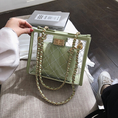 

Chic chain bag womens bag new 2019 net red jelly transparent steamed stuffed bun female buckle shoulder Messenger bag