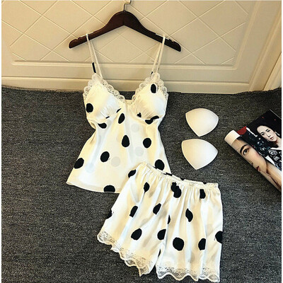 

Sexy Womens Satin Lace Pajamas Set Tank TopShorts Lingerie Sleepwear Nightwear