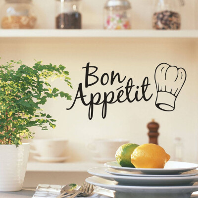 

〖Follure〗1PC Vinyl Wall Stickers Quote Bon Appetit Dinning Room Decor Kitchen Decals Art