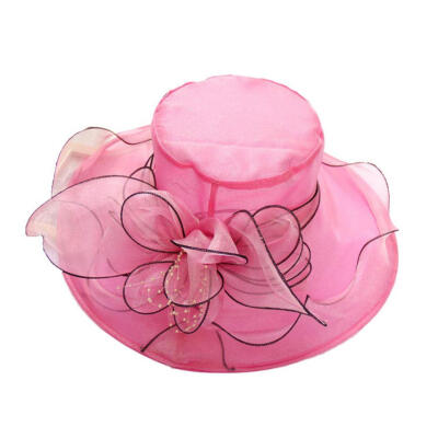 

Floral Organza Wide Brim Church Kentucky Derby Fascinator Lady Tea Party Sun Hat