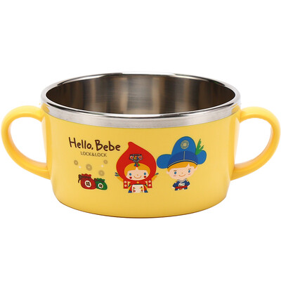 

Lock & Lock Block & LOCK HelloBeBe Childrens Bowl Imported Stainless Steel Cutlery Cartoon Double Handle Soup Bowl Baby Rice Bowl 250ml LBB484