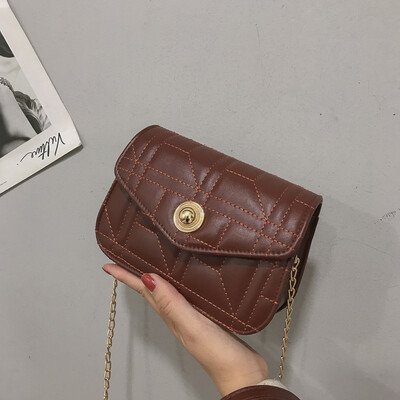 

Western style texture retro Messenger bag wild embroidery line small square bag female 2019 new simple fashion chain shoulder bag