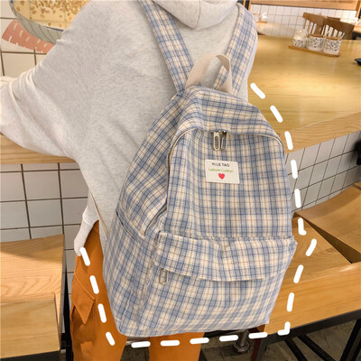 

The Japanese Department of Ancient Feelings Girls Schoolbag Female Campus Korean College Students Mori Small Plaid Canvas ins Shou
