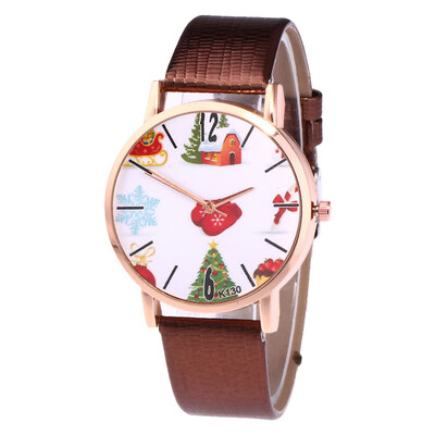 

Hot Sale Women Watches New Christmas Old man Pattern Leather Band Analog Quartz Vogue Watches relogio feminino &Ff