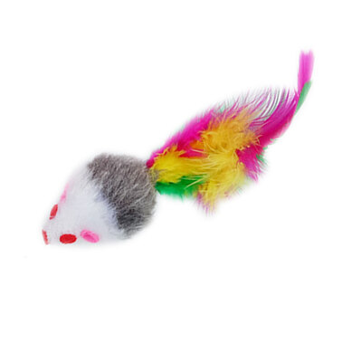 

10PCS Random Color False Mouse Pet Cat Toys Kitten Funny Playing Toys Cats Colorful Feather Plush Mini Mouse Toys