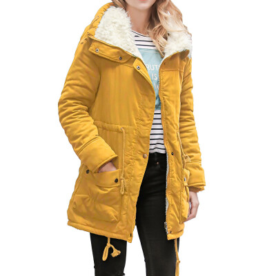 

Toponeto Womens Warm Long Coat Collar Hooded Jacket Slim Winter Parka Outwear Coats BKL