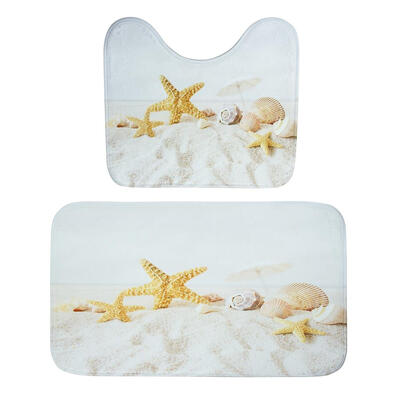 

2pcs Toilet Carpet Mat Bathroom Water Absorption Pad Anti-Slip Doormat Rug