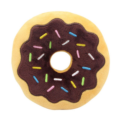 

Pet Plush Chew Toy Cotton Simulation Donut Play Toys For Pet Dog Puppy Cat Tugging Chew Squeaker Quack Sound Donut Toys