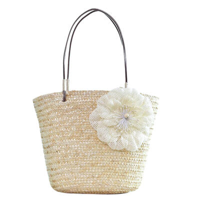 

Summer Straw Woven Women Shopping Handbags Flower Shoulder Small Beach Tote